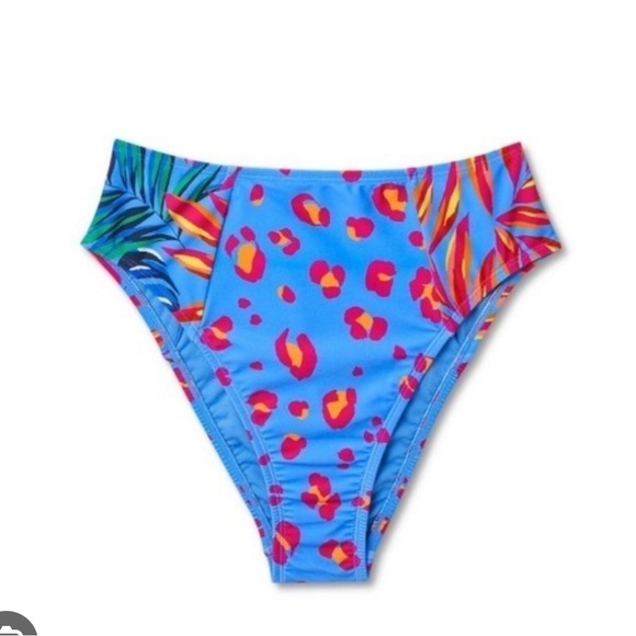 NWOT  Tabitha Brown X Target Blue Mixed Print High Waist Bikini Bottom - Picture 1 of 2